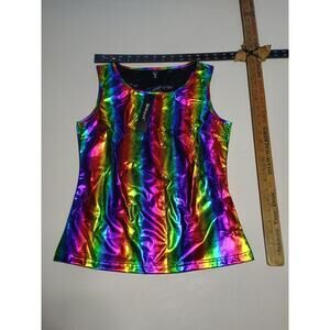 Allegra K Rainbow Metallic Sleeveless Tank Top